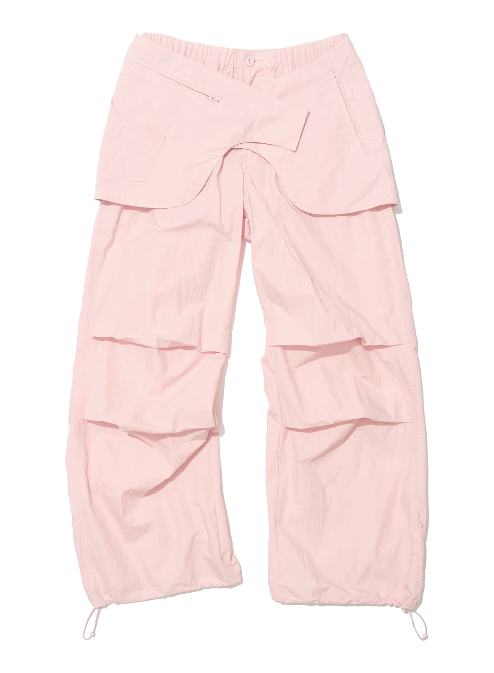BELTED LAYERED PARACHUTE PANTS_PINK