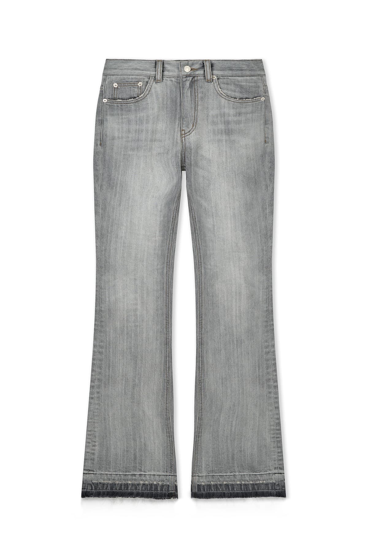 WASHED POINT BOOTS CUT DENIM PANTS IN GREY