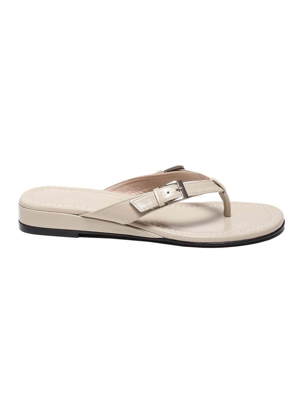 BUCKLE STRAP WEDGE FLIP-FLOPS_CREAM BEIGE