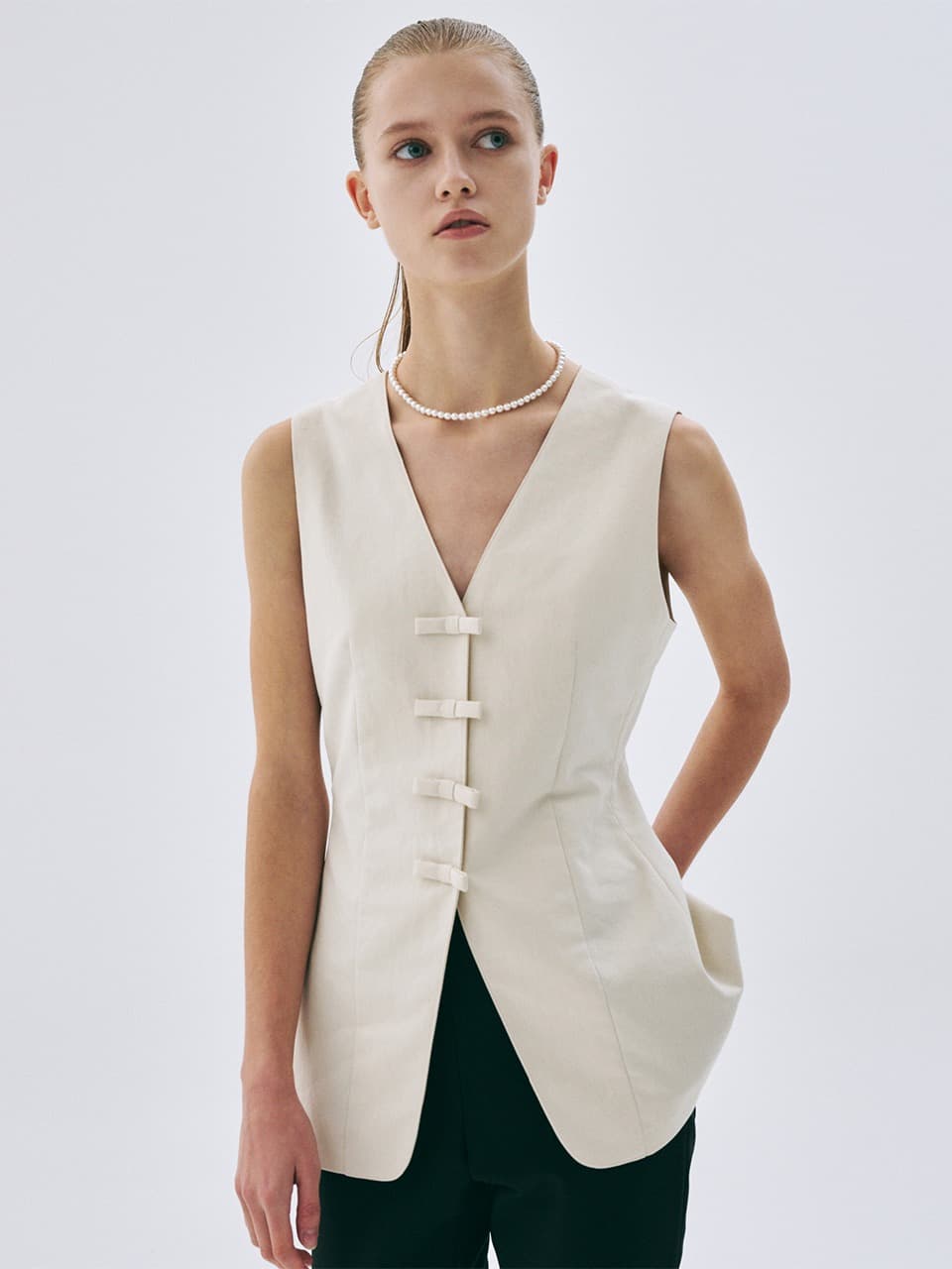 RIBBON VEST_CREAM