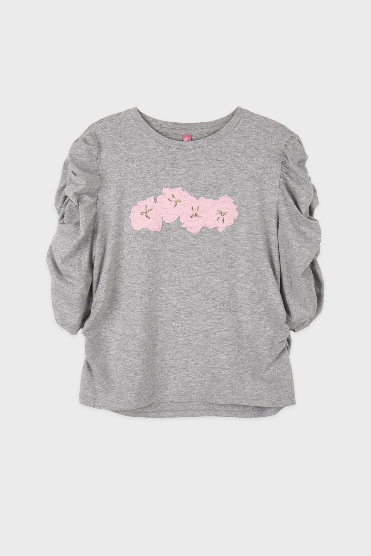 Soft Shirring T-Shirt (Melange Grey)