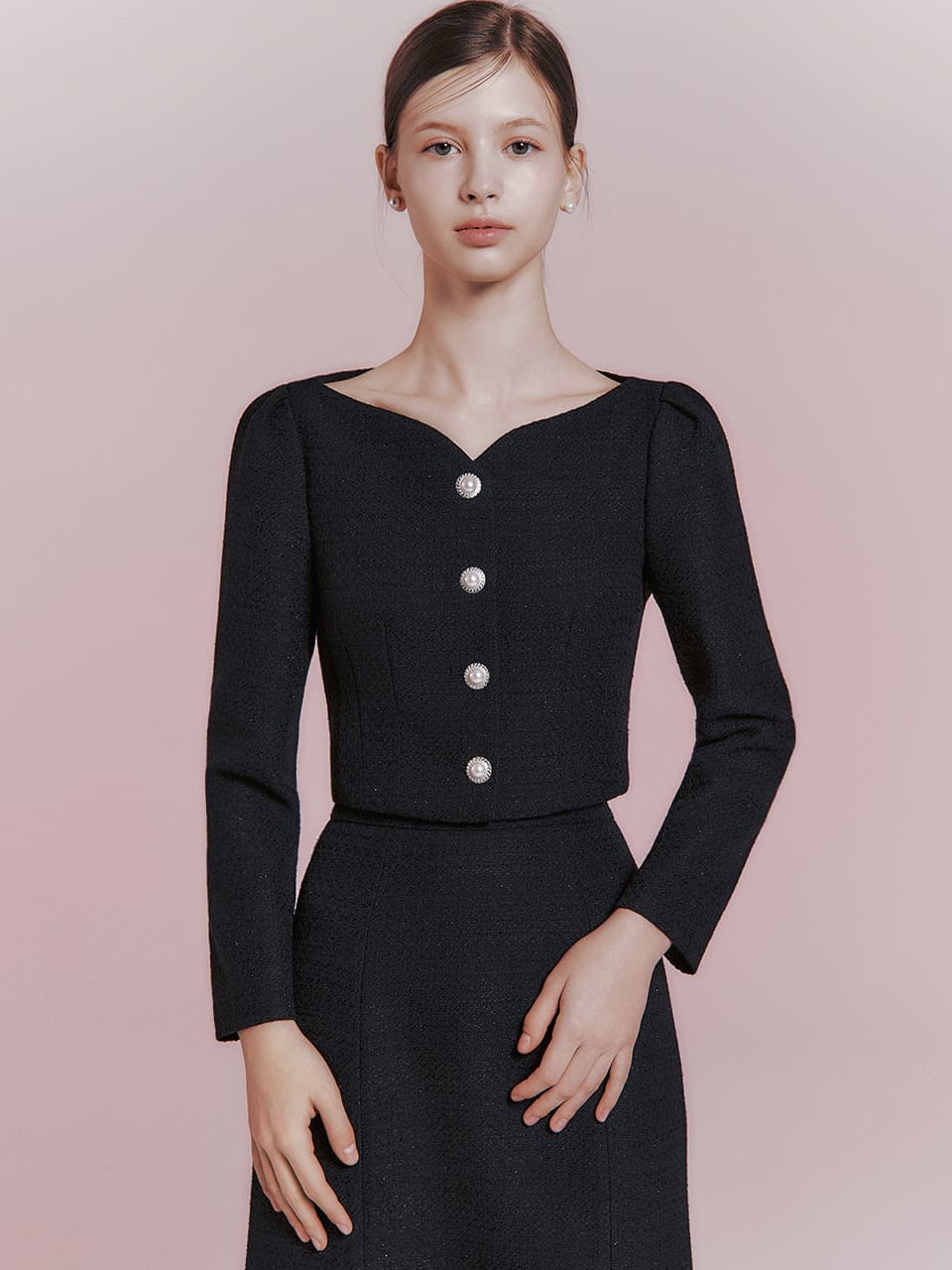 Sweet heart tweed crop jacket