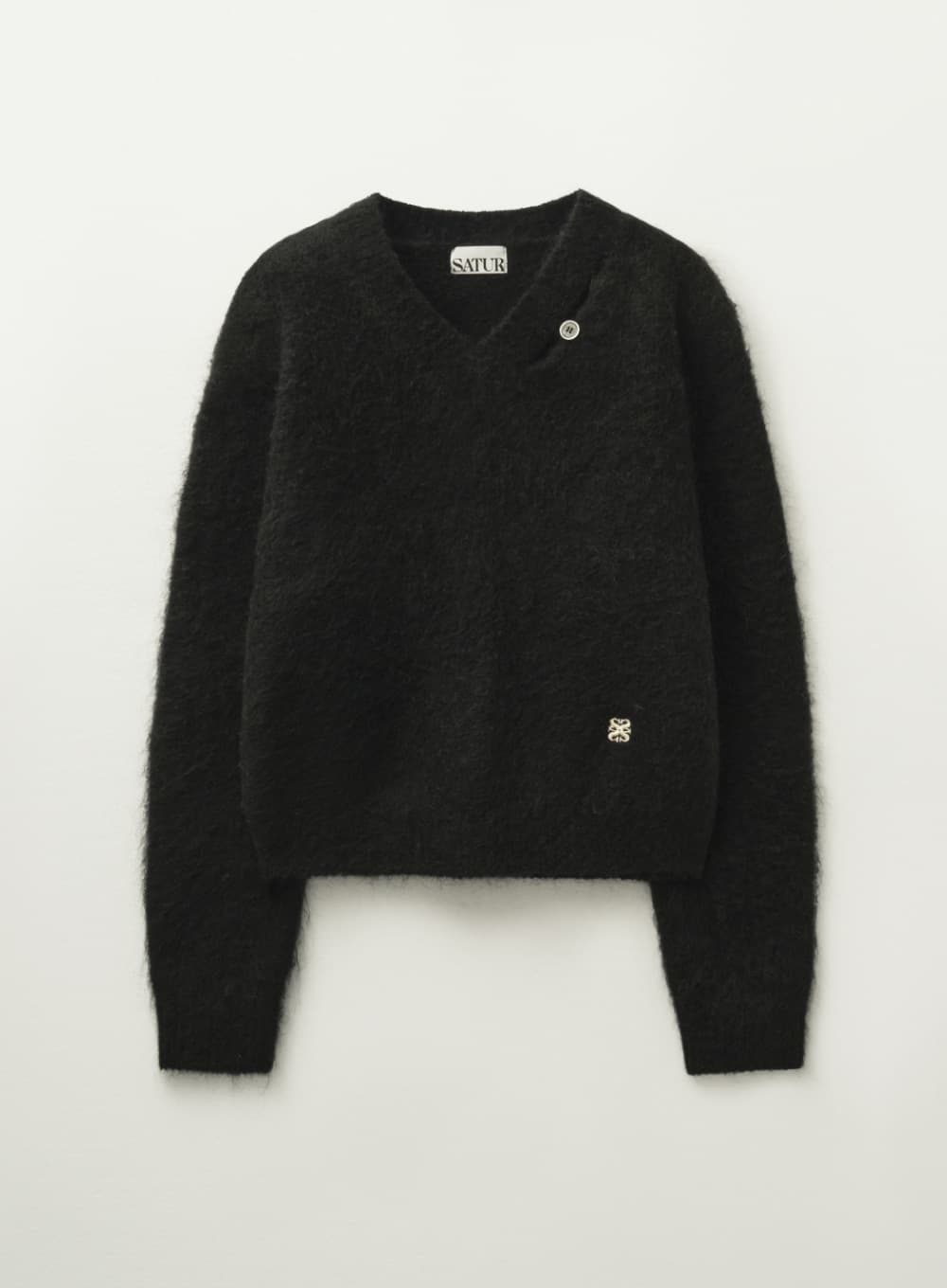 (W) Essen Two Tone Mohair Blend Knit - Black