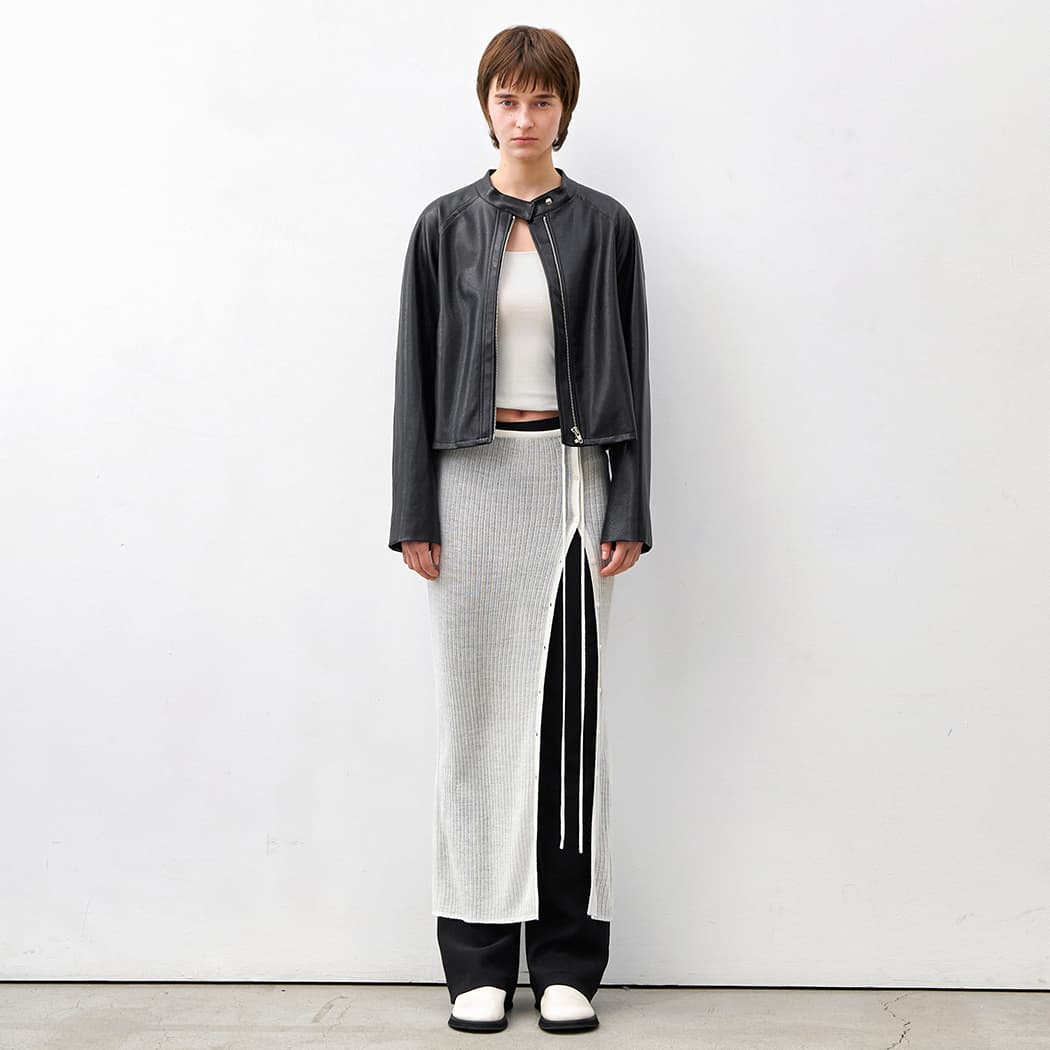(SK-4991)WOOL SHEER SET-UP KNIT SKIRT