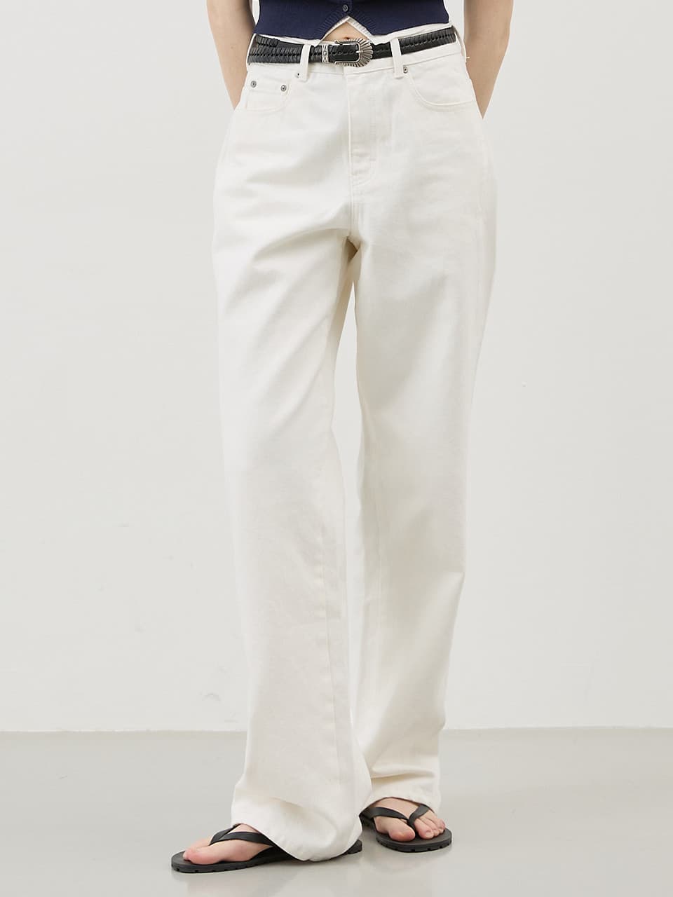 페이드 스트레이트 데님 팬츠_WHITE