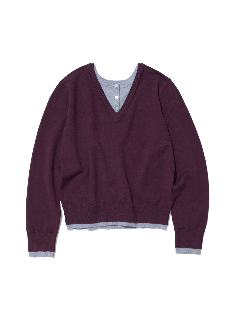 COLORBLOCK DOUBLE LAYERED KNIT SWEATER_PLUM