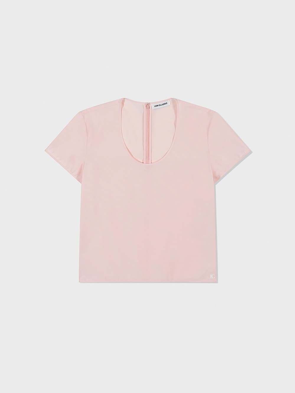 U-Neck Logo Blouse_Light Pink