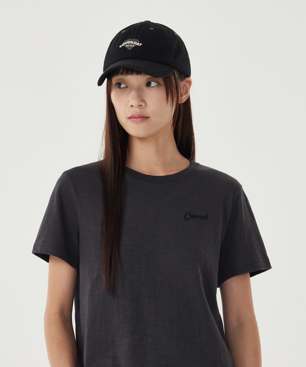 우먼 클로버하트 하트 쿠퍼로고 베이직 스탠다드 핏 볼캡 Black