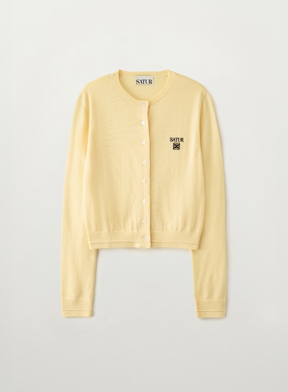 (W) Loren Basic Crewneck Fine Cardigan - Yellow