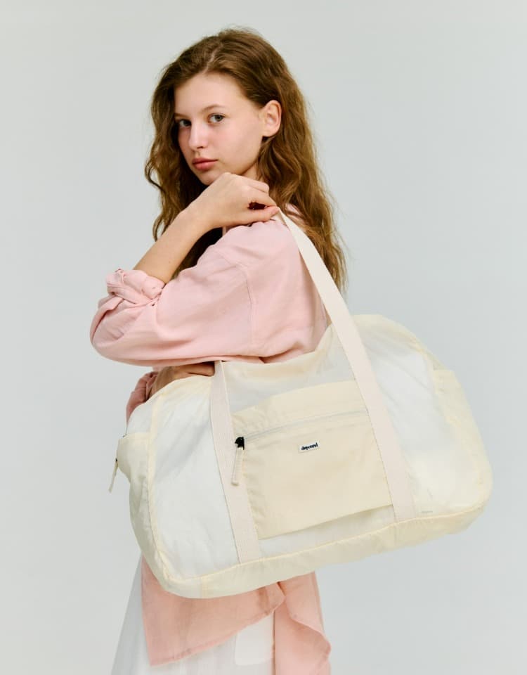 sheer nylon duffle bag - light beige (L)