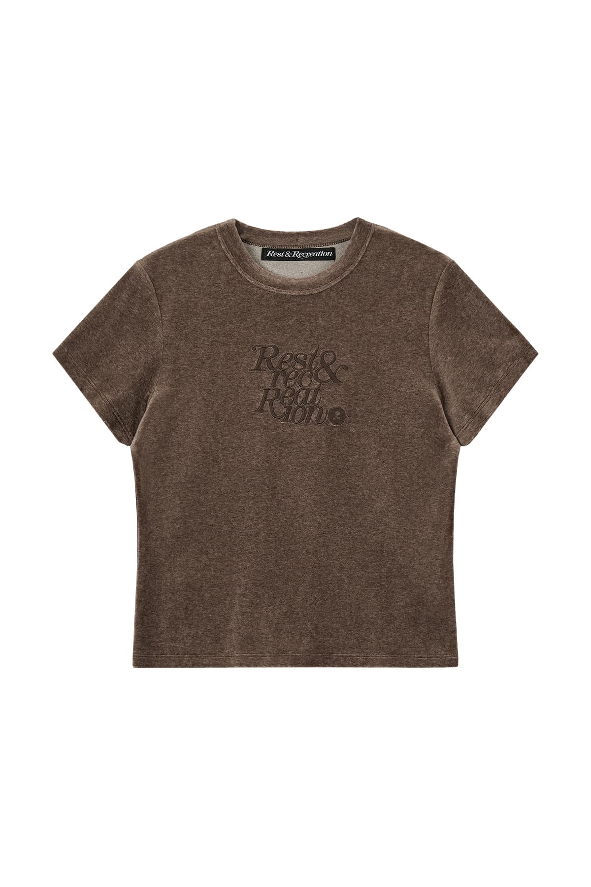 VELVET LOGO T-SHIRT - BROWN