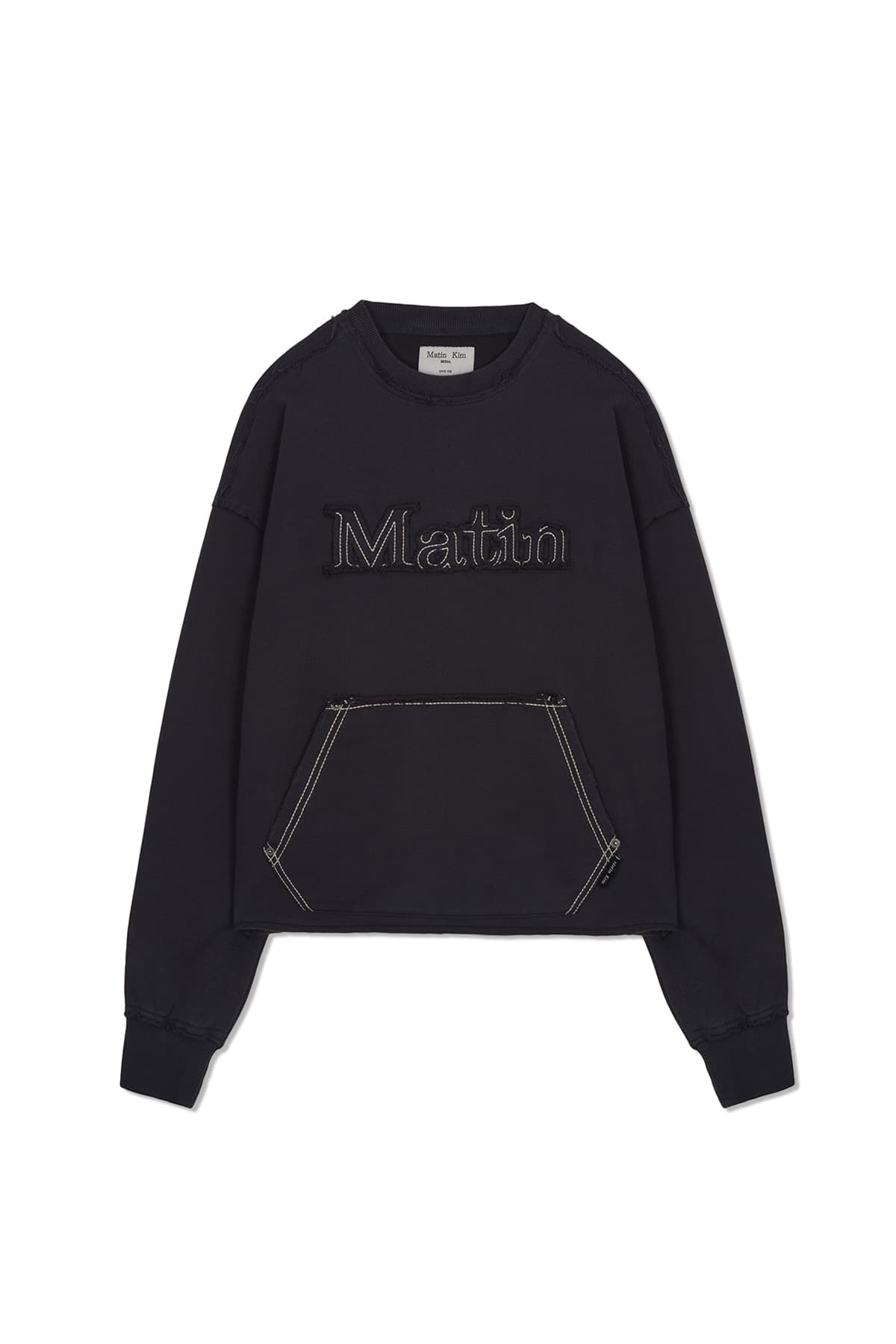 RAW CUT APPLIQUE SWEATSHIRT IN CHARCOAL