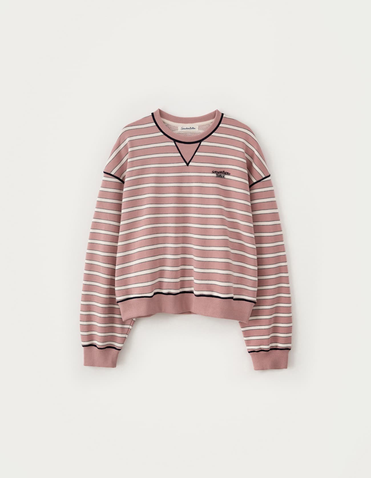 Small Wave Logo Stripe Sweatshirt - Pink