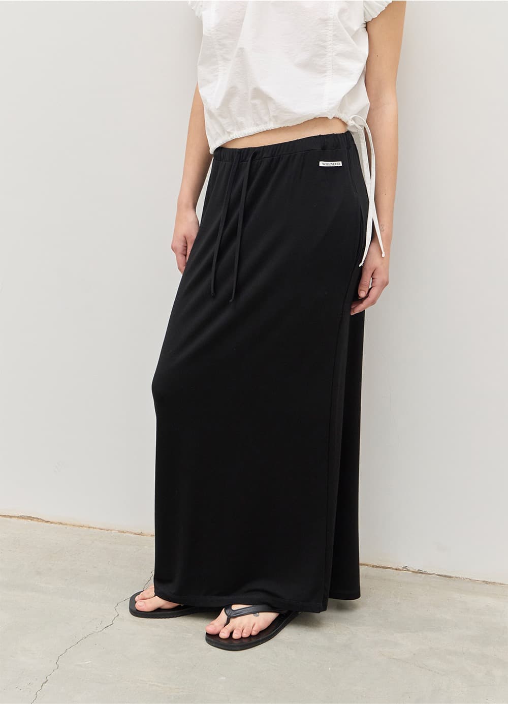 Jersey Straight Maxi Skirt - Black