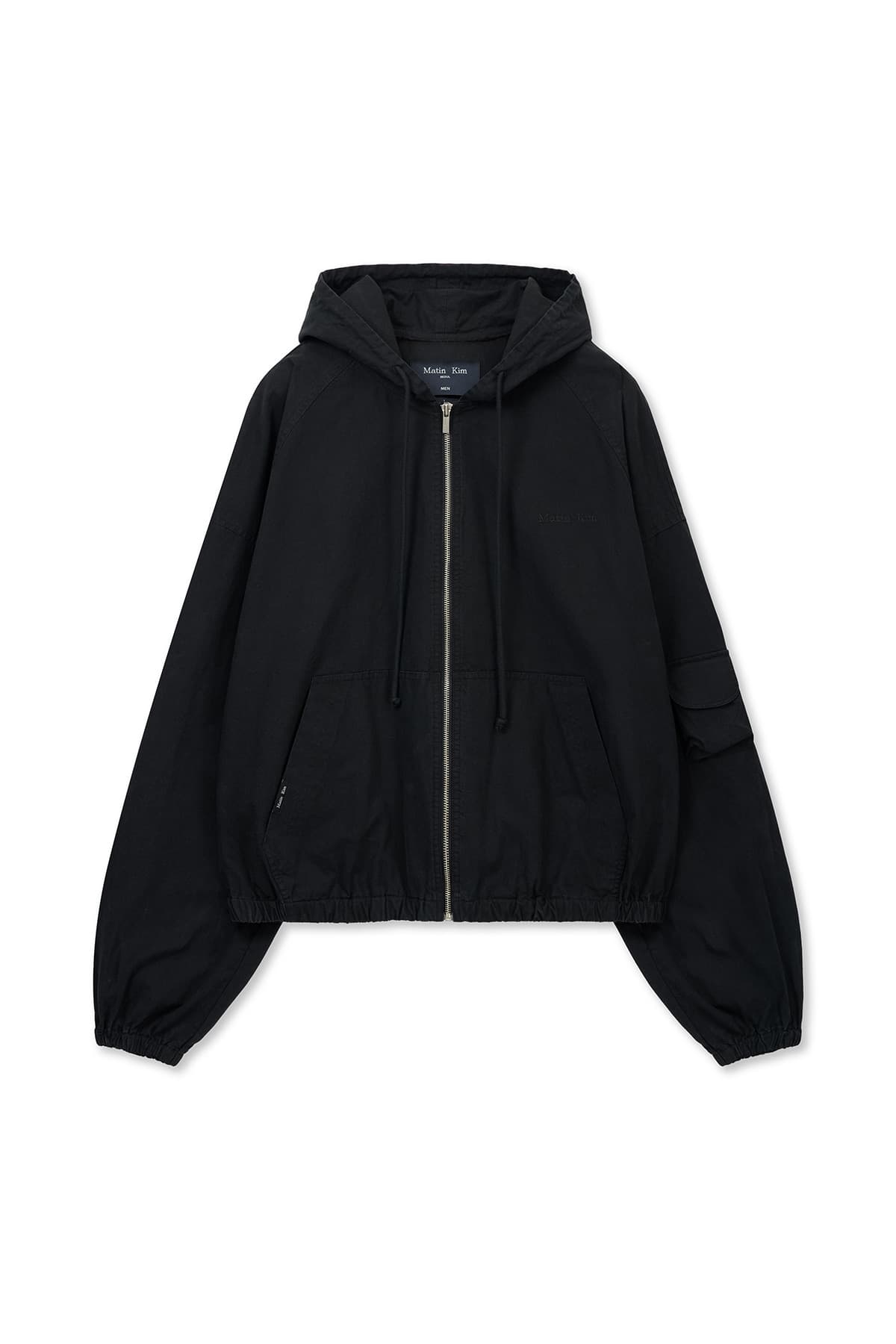 WASHED COTTON HOODY ZIP UP IN BLACK