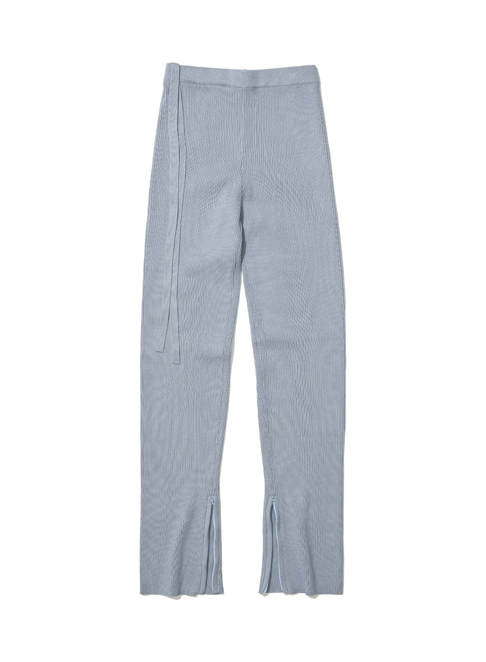 SIDE ZIP-UP RIBBED LEGGINGS PANTS_SKY