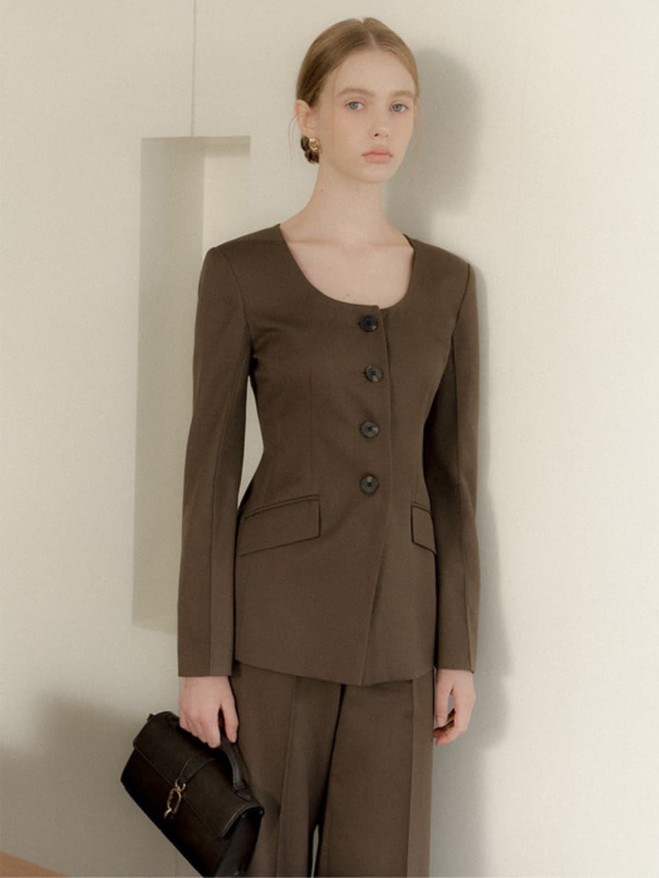 Deep U-neck Jacket / Brown(2color)