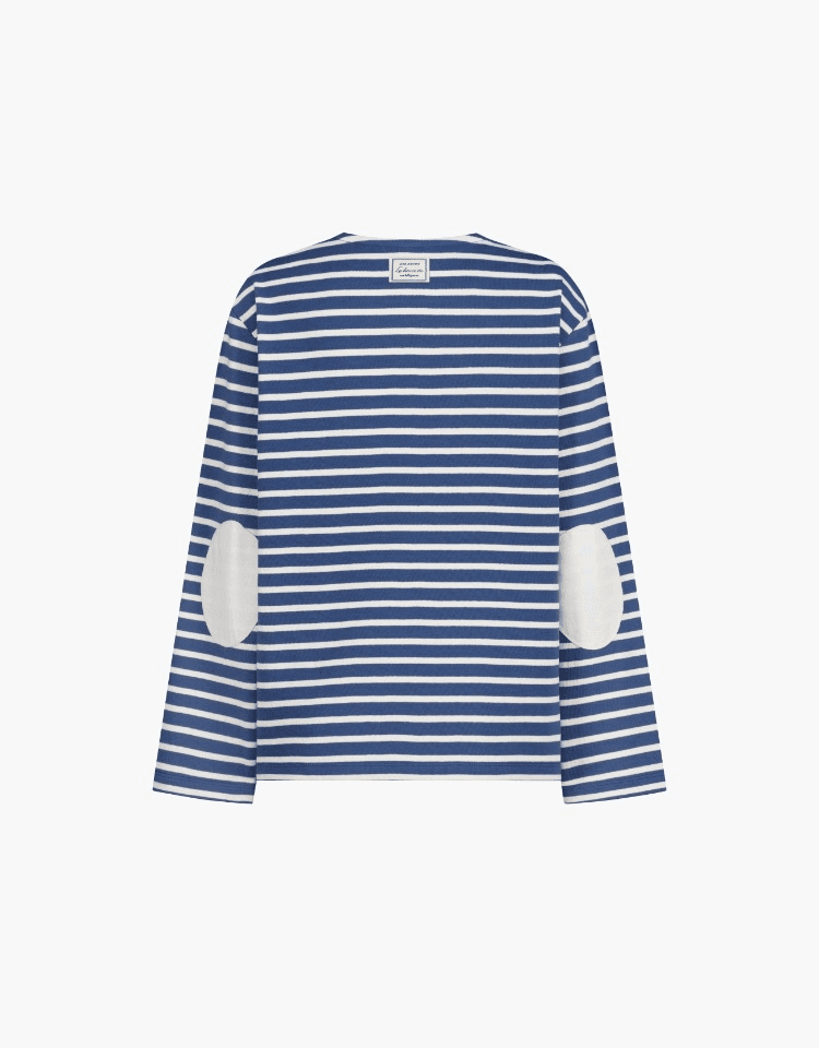 striped round neck t-shirt - blue