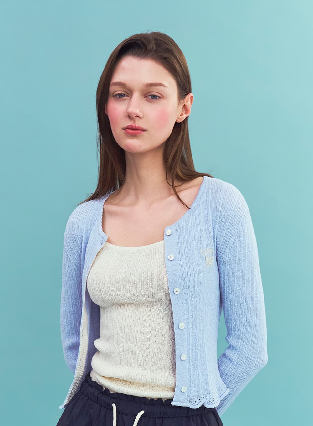 (W) Ribbed Knit Sleeveless - Cream