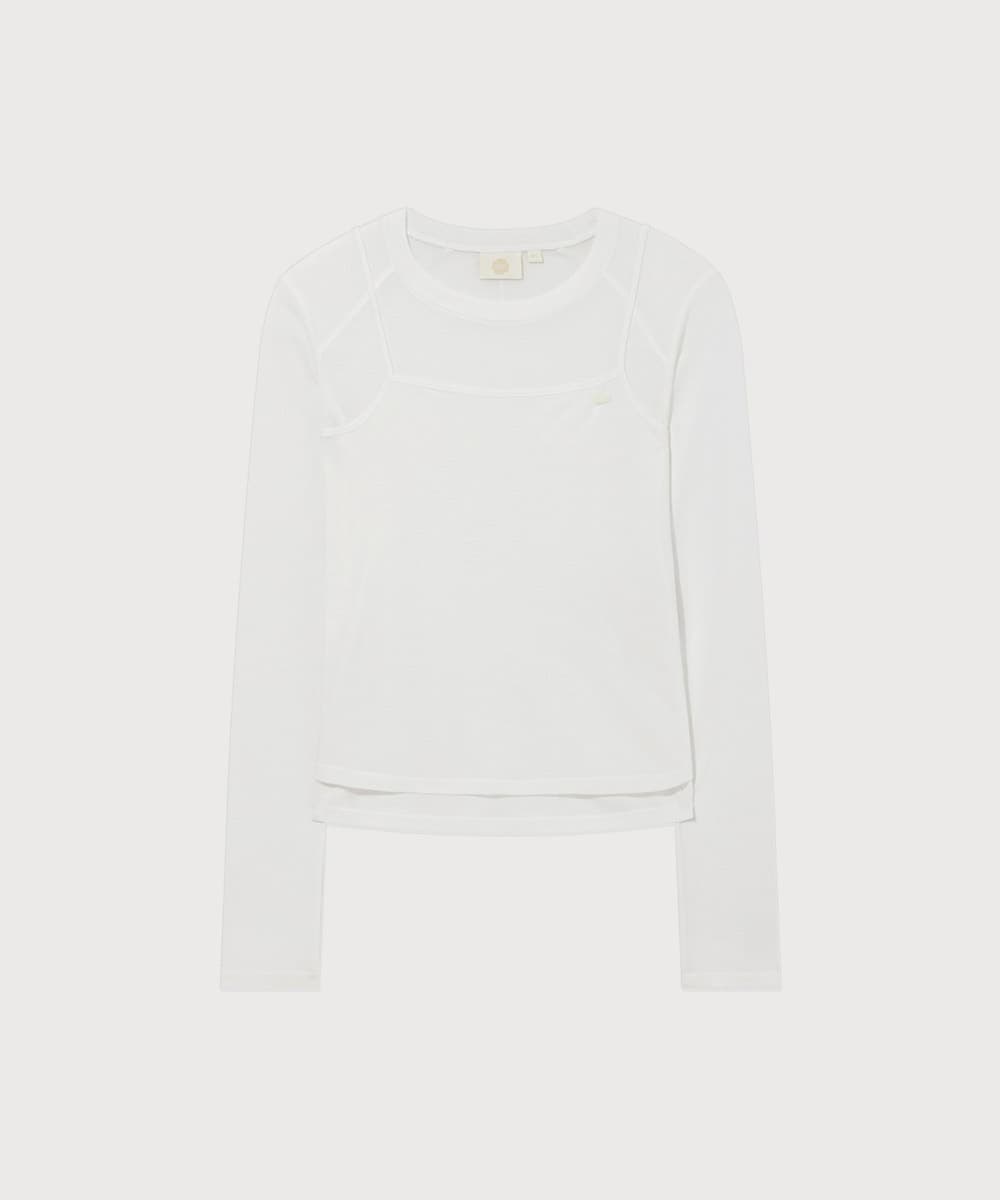 우먼 시어 레이어드 롱슬리브 White