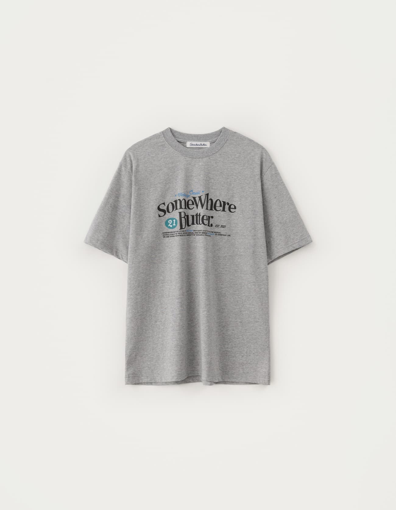 21 Wave Logo Over-Fit Top - Grey