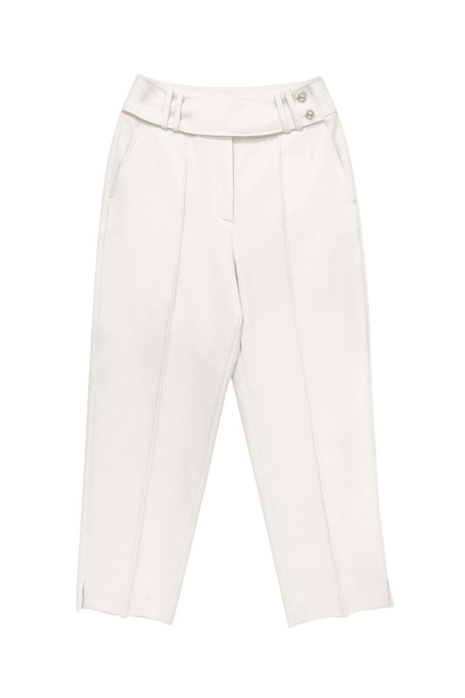 High-Belt Straight Pants (White)