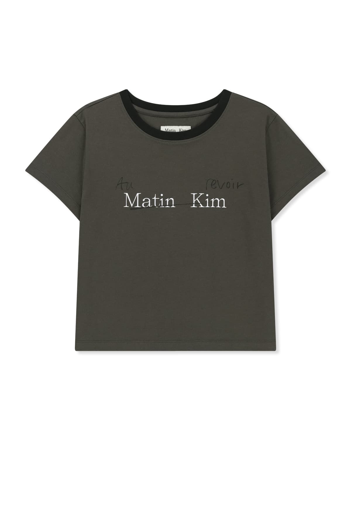 TONAL RIB LOGO CROP TOP IN CHARCOAL