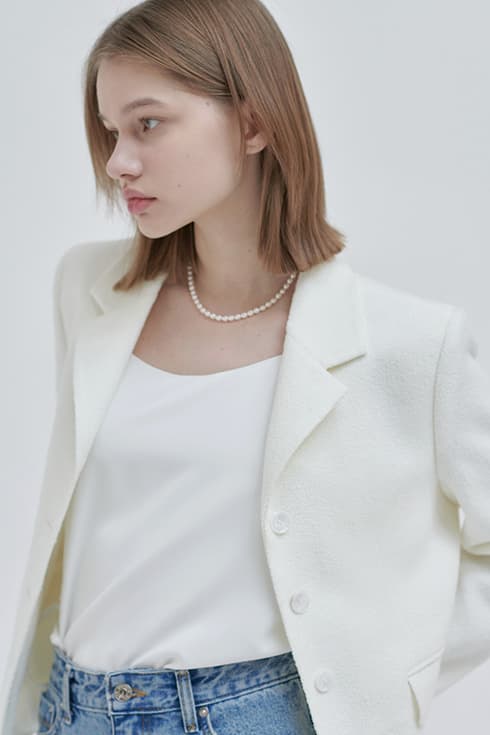24SN tweed single crop jacket [WH]