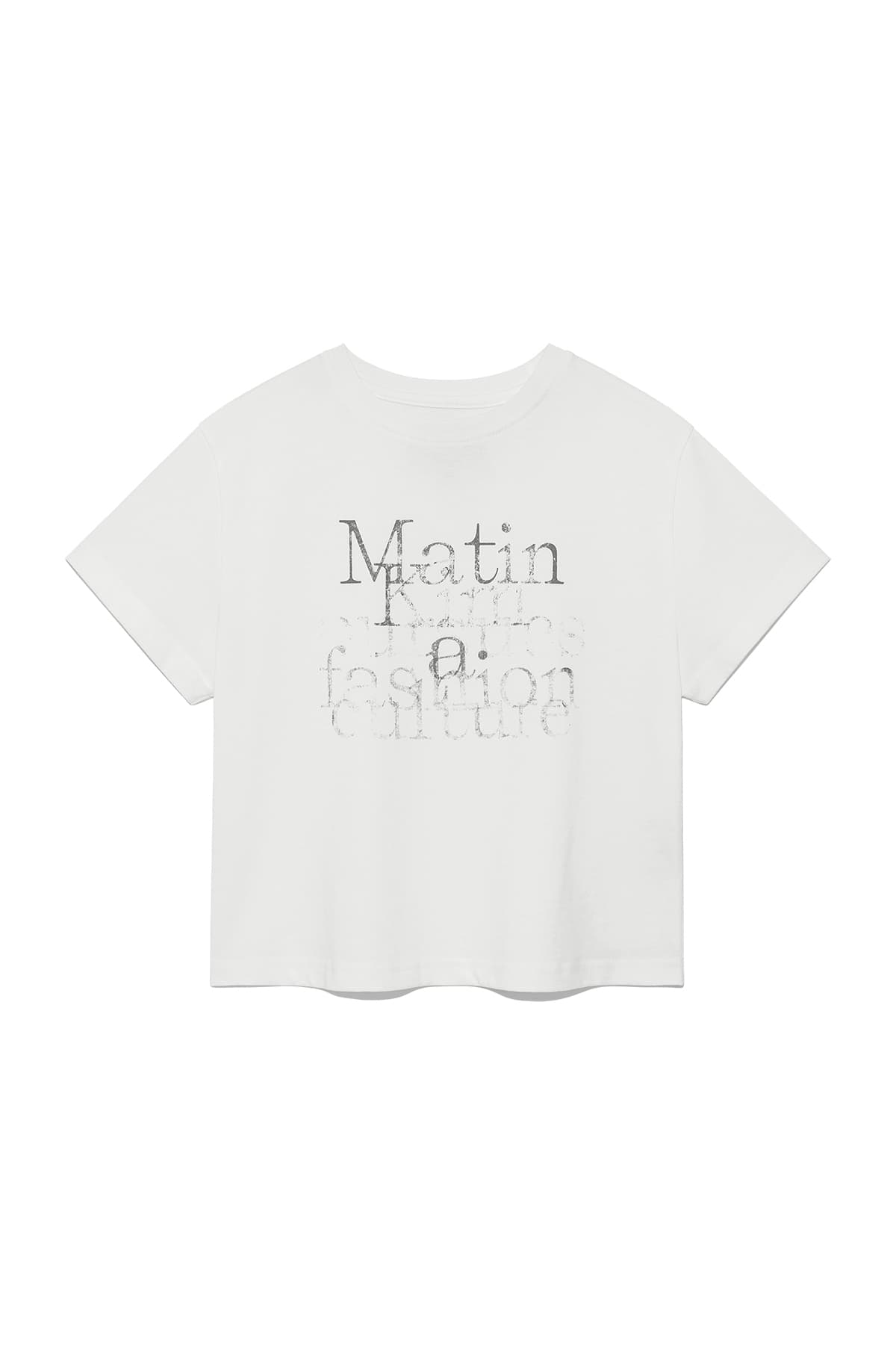 DUSTY TYPO GRAPHIC CROP TOP IN WHITE