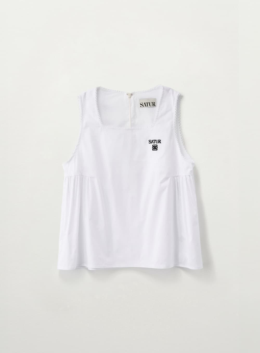 (W) Flare Sleeveless Blouse - White
