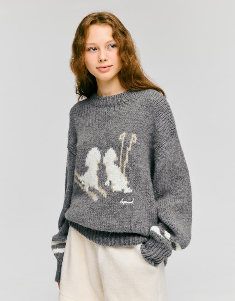 ski graphic pullover - melange grey