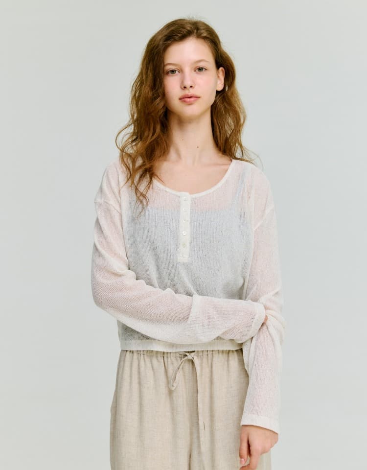 skashi henley crop knit - oatmeal