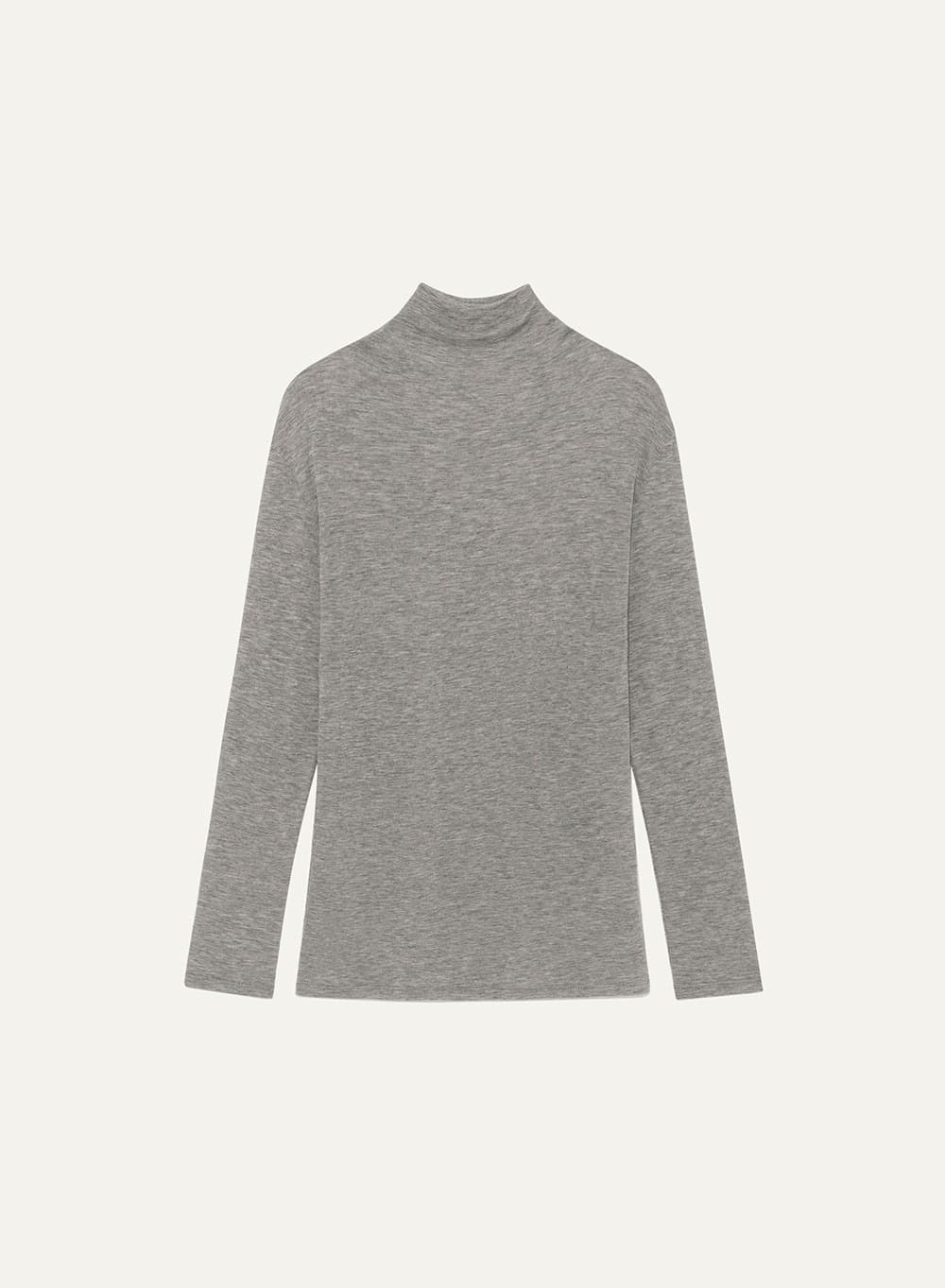 Wool Jersey Turtleneck Melange Gray