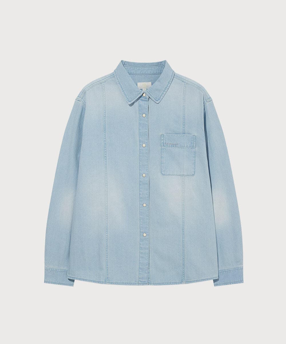 우먼 포켓 데님 셔츠 Light Blue
