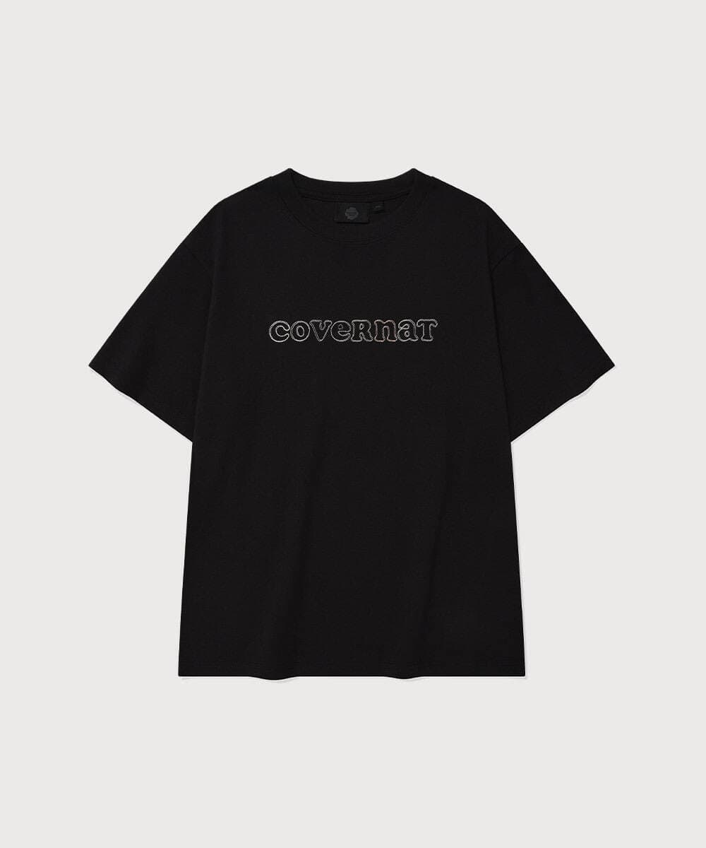 우먼 쿨 코튼 레인보우 쿠퍼로고 티셔츠 Black