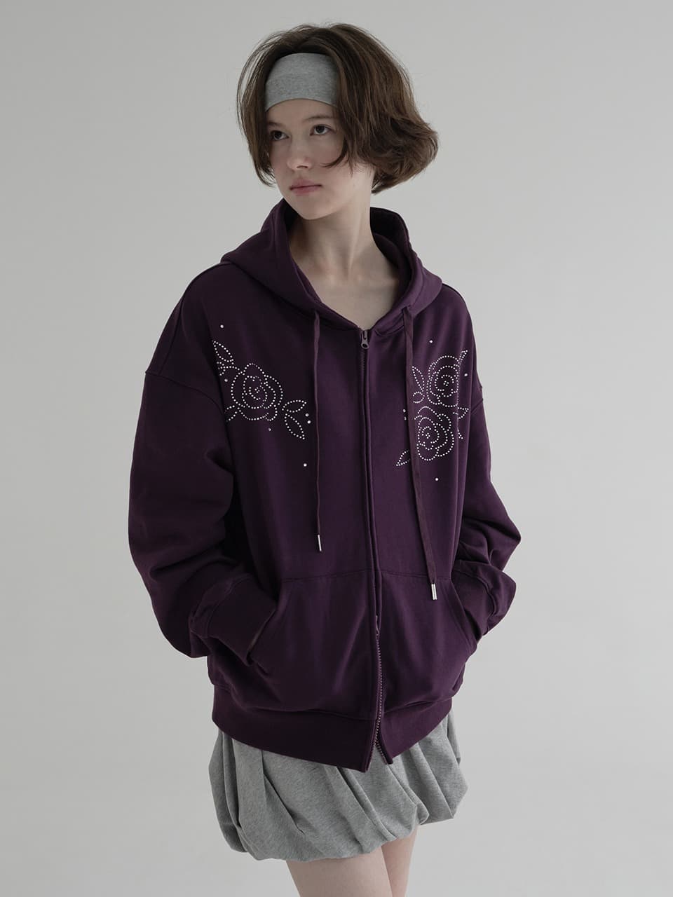 ROSE HOODIE ZIP-UP (PURPLE)