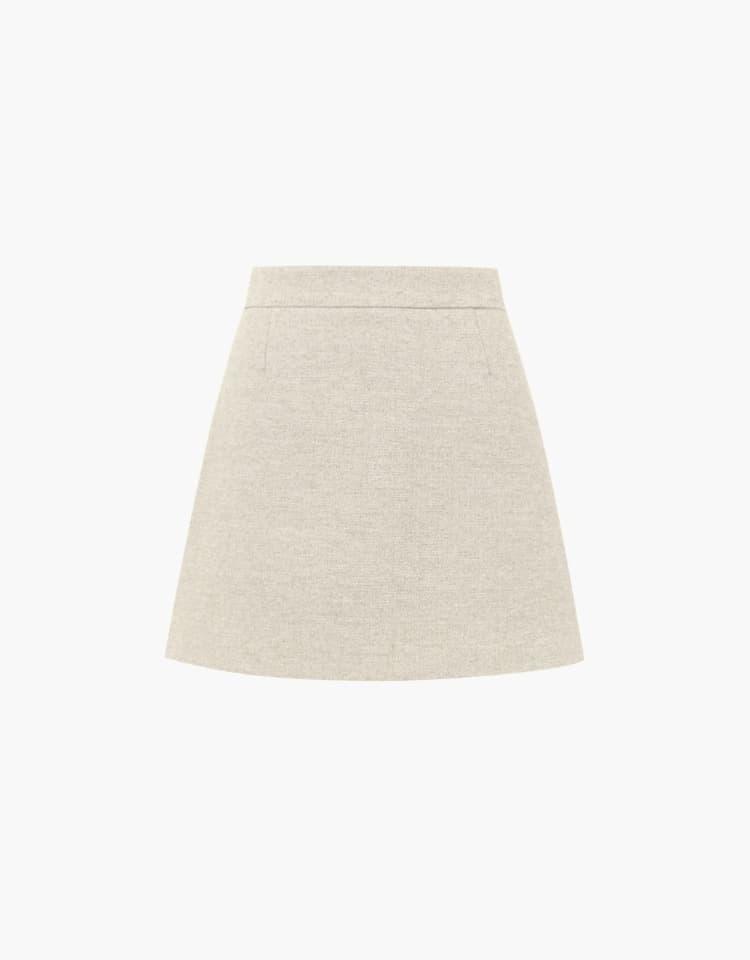 classic tweed skirt - beige