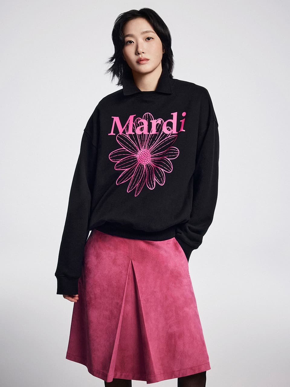 SUEDE MIDI SKIRT_PINK