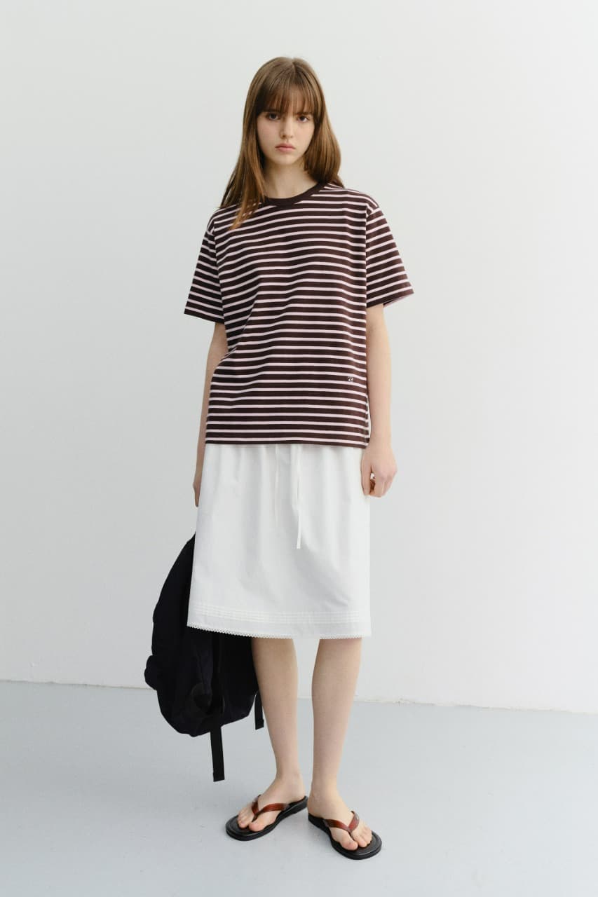 UNISEX STRIPED T-SHIRT BROWN PINK_UDTS6B126W2