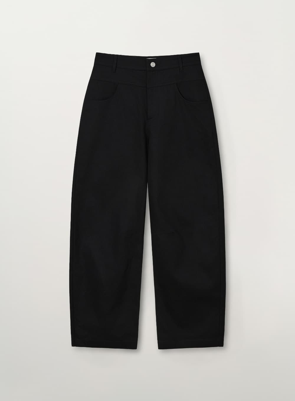(W) Cotton Curved Pants - Black