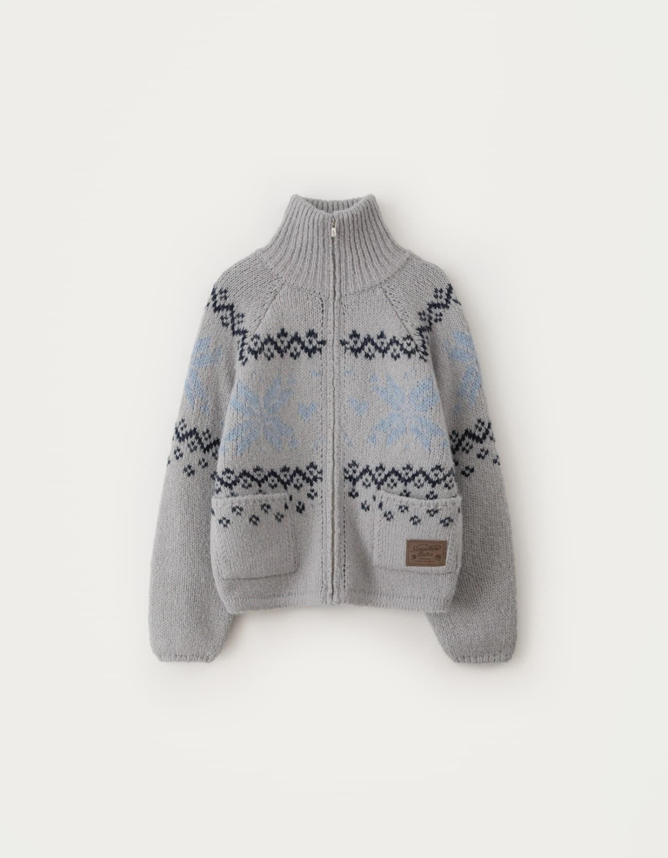 Igloo Nordic Knit Zip-Up Jumper - Light Grey