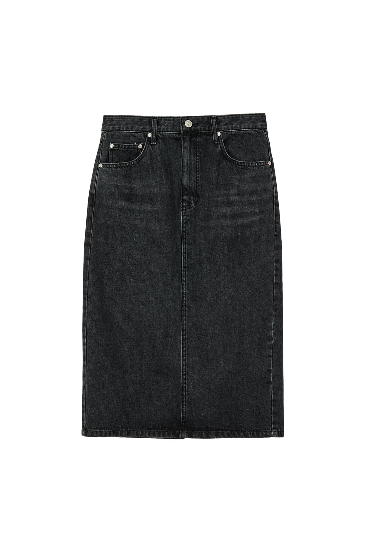 RR DENIM MIDI SKIRT - BLACK