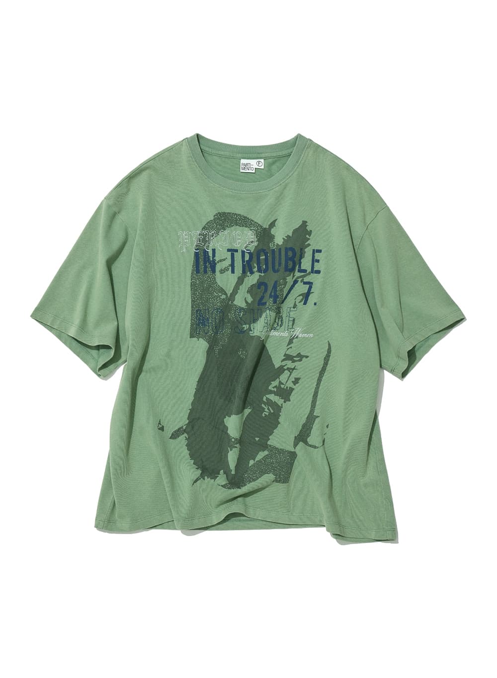 IN TROUBLE PRINTED TEE_GREEN