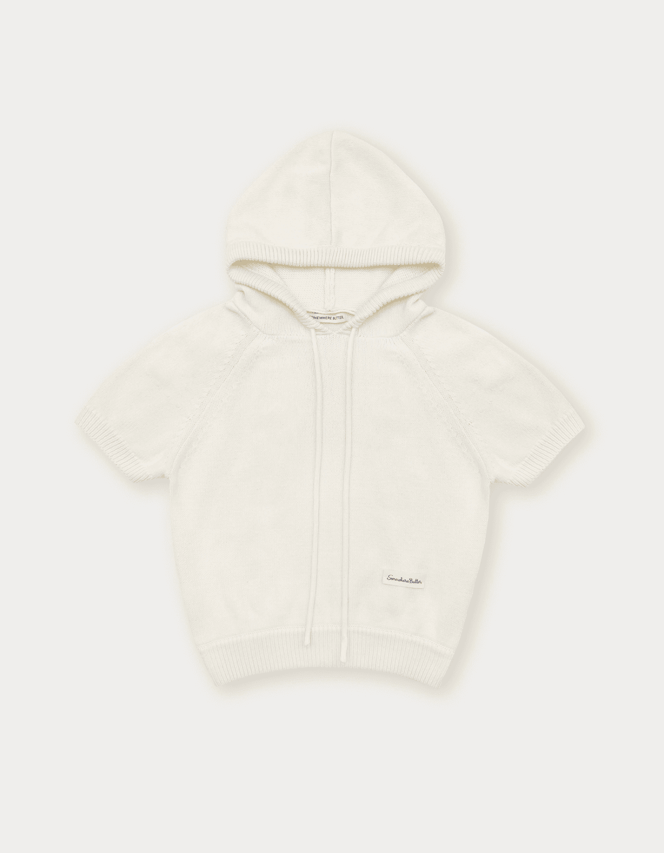 Hoodie Label Cotton Knit - Ivory