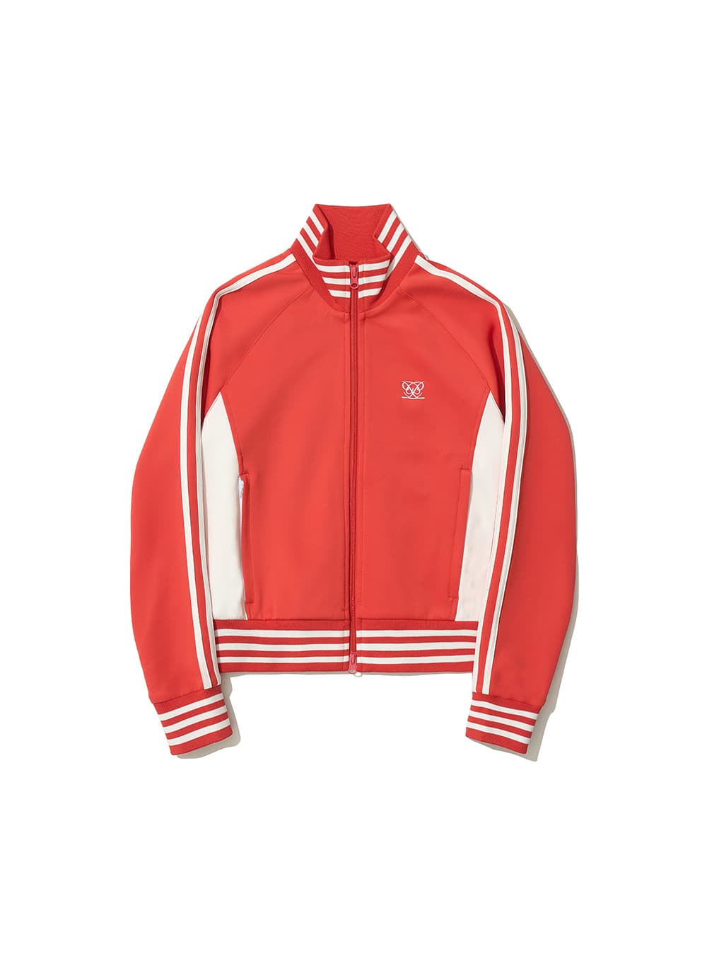 STRIPE TRACK JERSEY ZIP-UP_RED