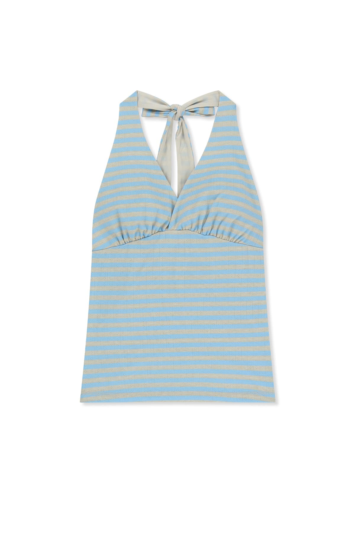 STRIPED HALTER NECK TOP IN LIGHT BLUE