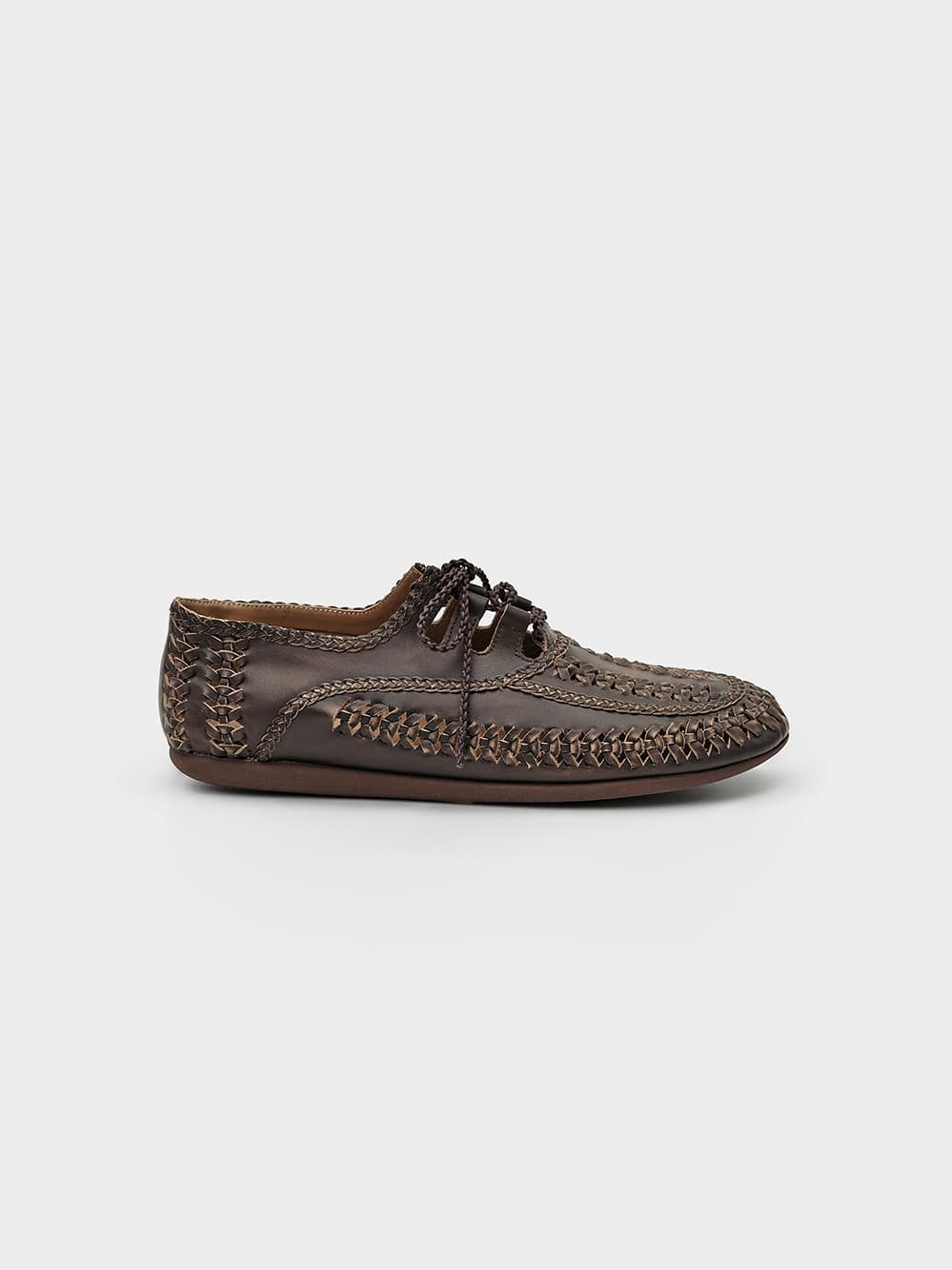 Braid Leather Derby Shoes_Brown