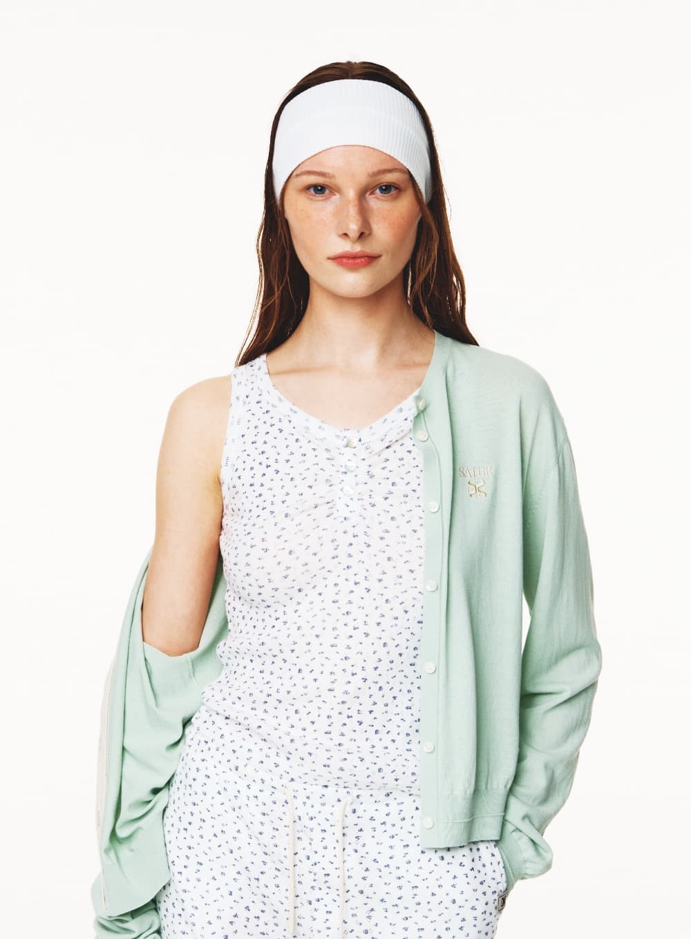 (W) Light Weight Knit Cardigan - Mint