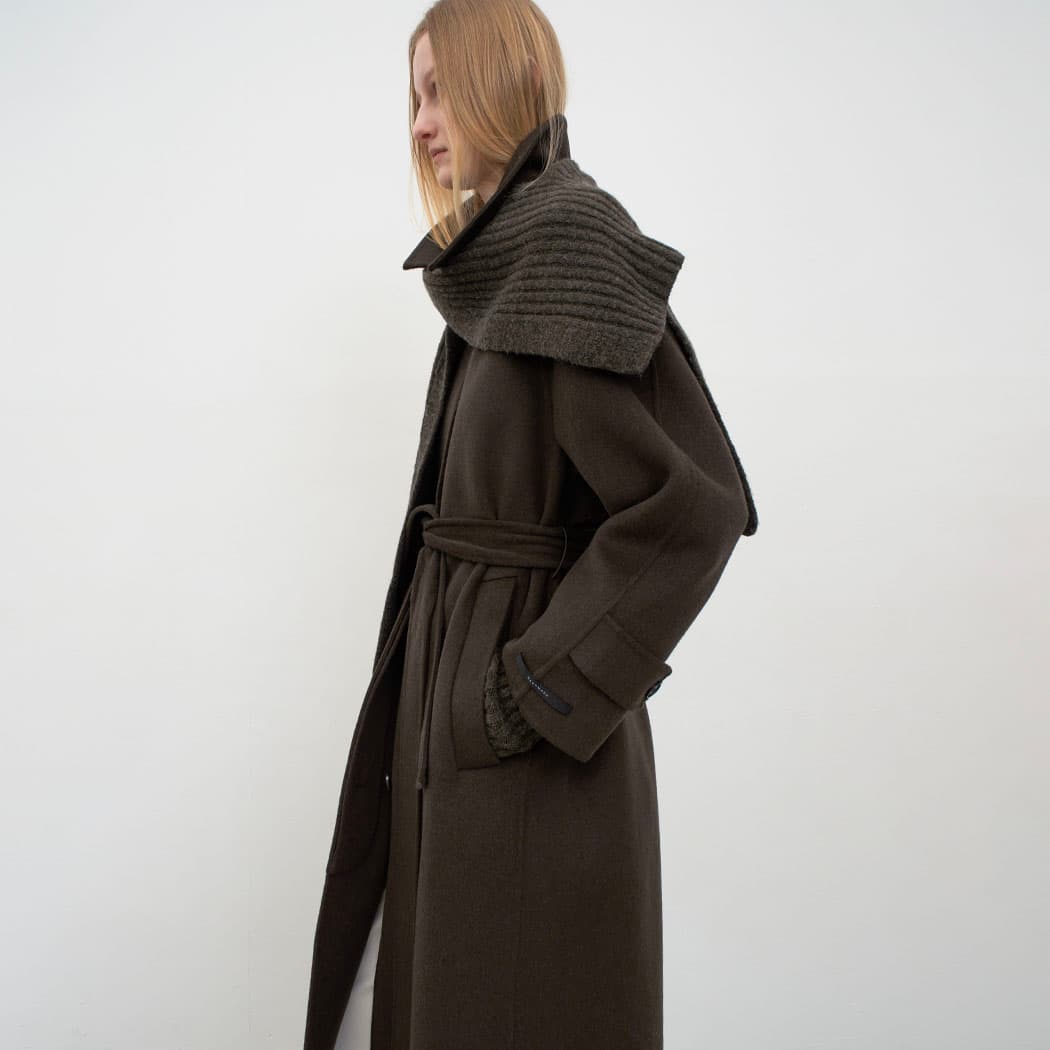 (CT-1454)KNIT SET BALMACCAN HANDMADE LONG COAT S