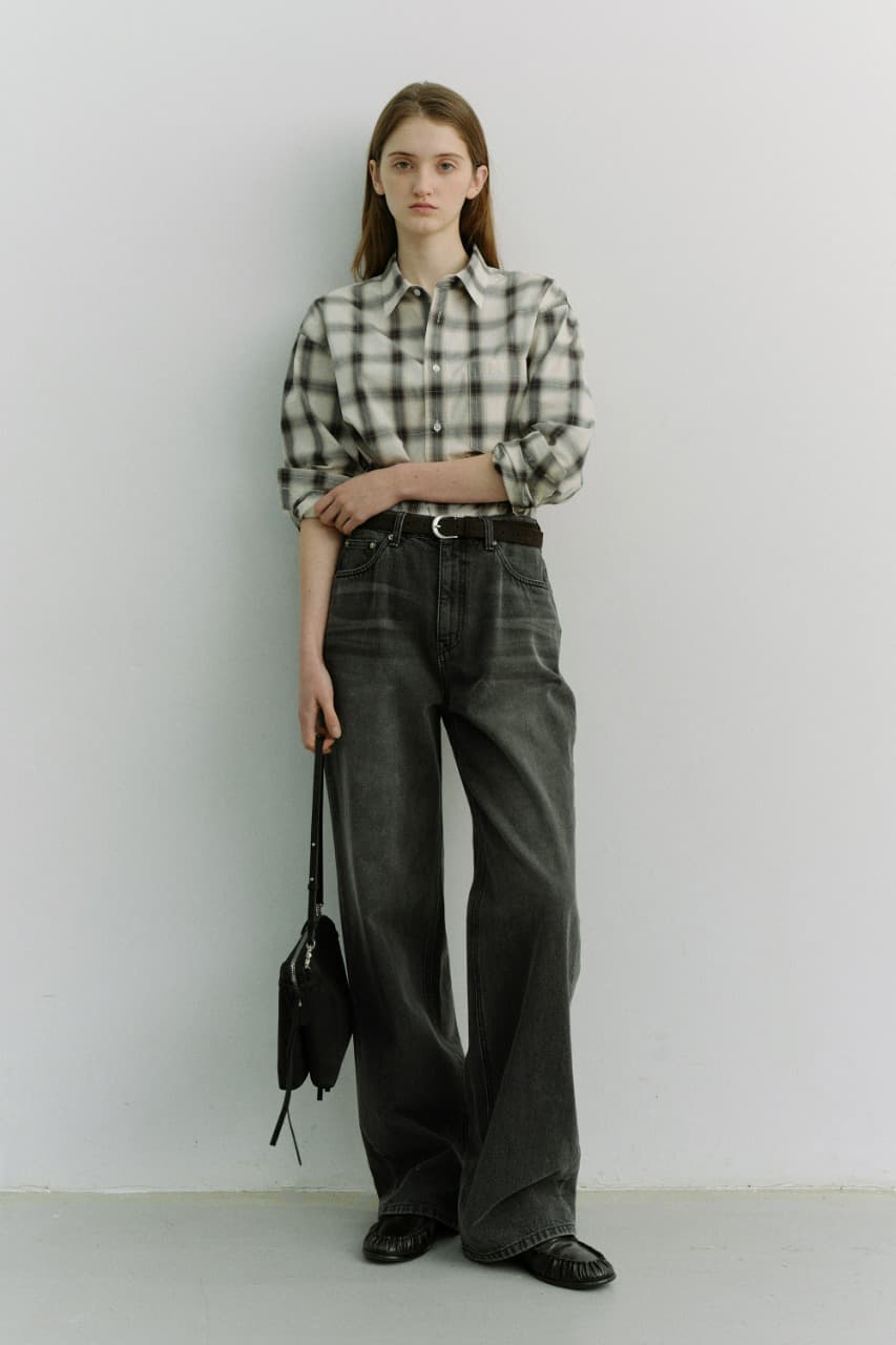 UNISEX 2-WAY OVERSIZED CHECKED SHIRT BLACK OMBRE CHECK_UDSH6A105BK
